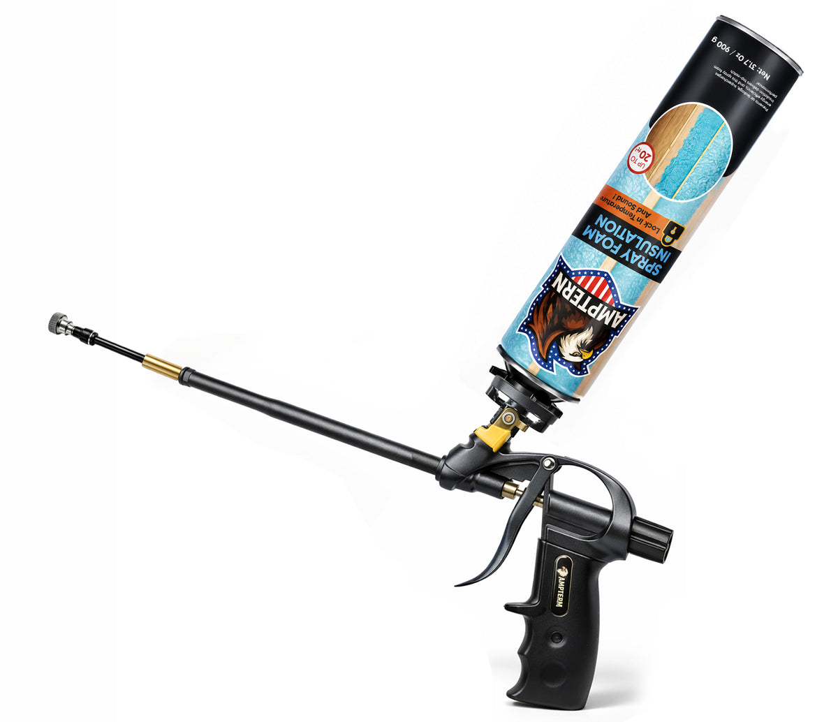 AMPTERN spray foam can mounted on the metal gun